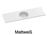 Plan vasque lavabo rond, sur mesure, Largeur 61 à 200 cm x Profondeur 46 à 80 cm, résine composite de haute qualité, Finition lisse blanc BRILLANT laqué ou mate, Livraison Offerte.